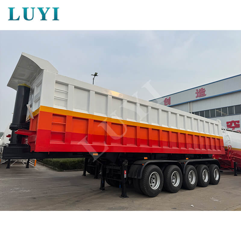 लुयी पांच-अक्ष रियर-टिपिंग डंप सेमी-ट्रेलर घाना को निर्यात किया गया, पेशेवर भारी उपकरण मान्यता प्राप्त है