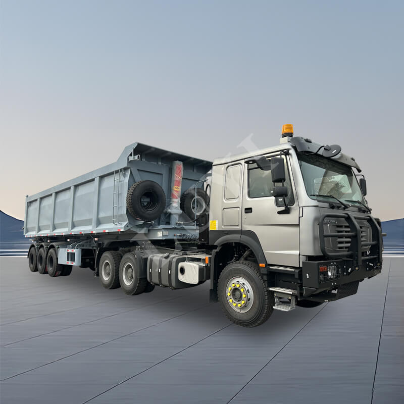 3 थ्री-एक्सल यू-आकार का साइड-टिपिंग डंप ट्रक कार्गो ट्रेलर