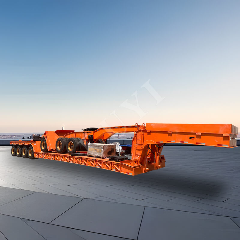 4-एक्सल 100-टन गूज़नेक लो-बेड सेमी-ट्रेलर