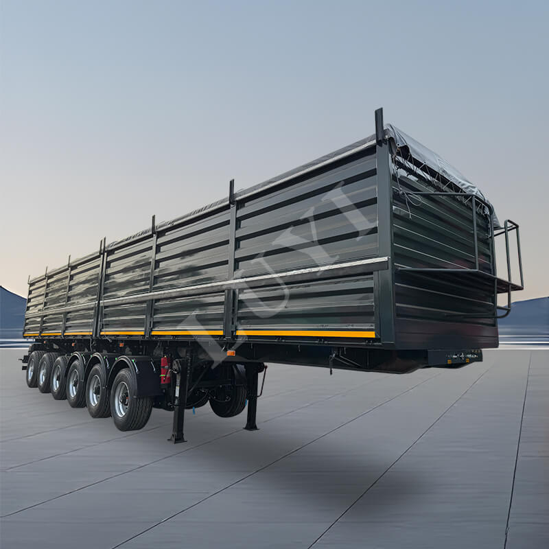 6 एक्सल 100 टन भार क्षमता अनुकूलित साइडवॉल सेमी ट्रेलर