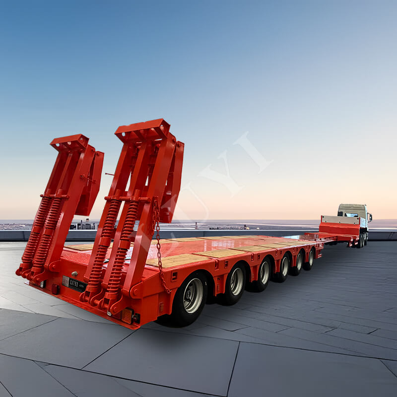 6-एक्सल ट्रेलर, 80-टन, 100-टन, 120-टन गूज़नेक, वापस लेने योग्य लो-बेड ट्रेलर