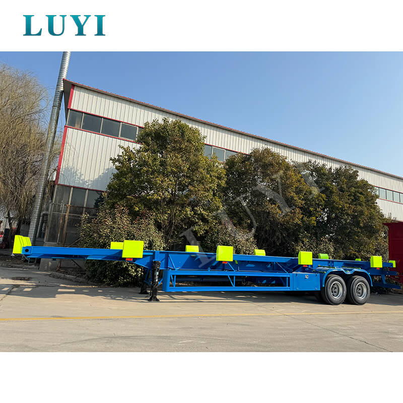 बिक्री के लिए 60-टन डॉक कंटेनर ट्रांसपोर्ट स्केलेटल सेमी-ट्रेलर