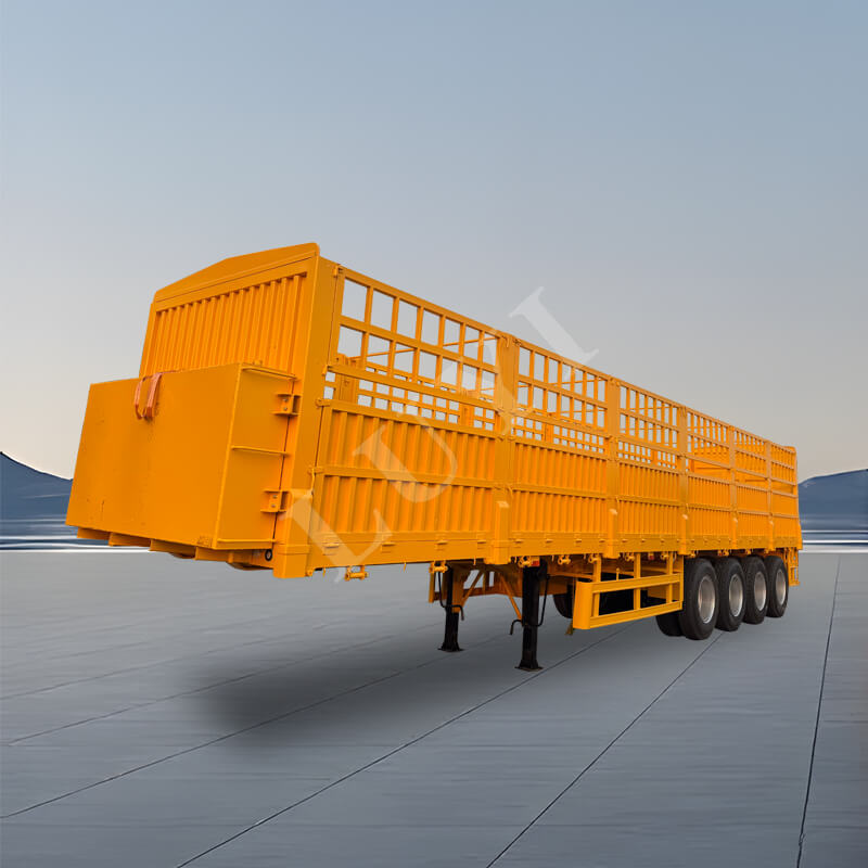 डिटैचेबल साइड पैनल 4-एक्सल साइड वॉल सेमी-ट्रेलर, 60-टन और 80-टन हाई-साइडेड सेमी-ट्रेलर