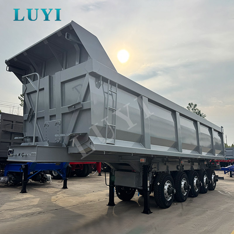 LUYI ग्रे फाइव-एक्सिस रियर-टिपिंग सेमी-ट्रेलर