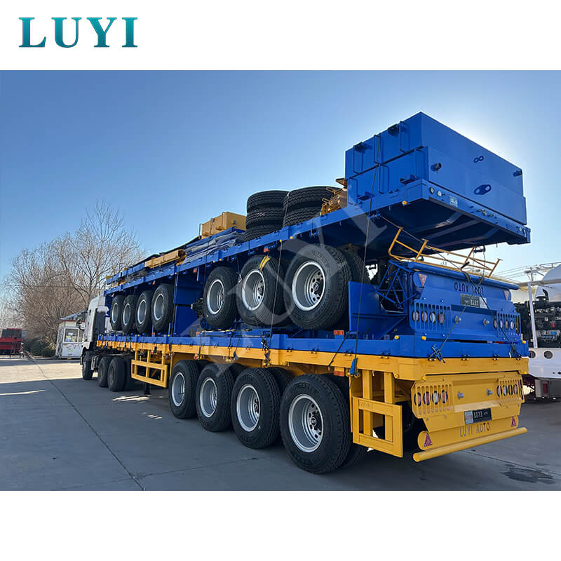 थ्री-एक्सल 40-फुट फ्लैटबेड कंटेनर सेमी-ट्रेलर